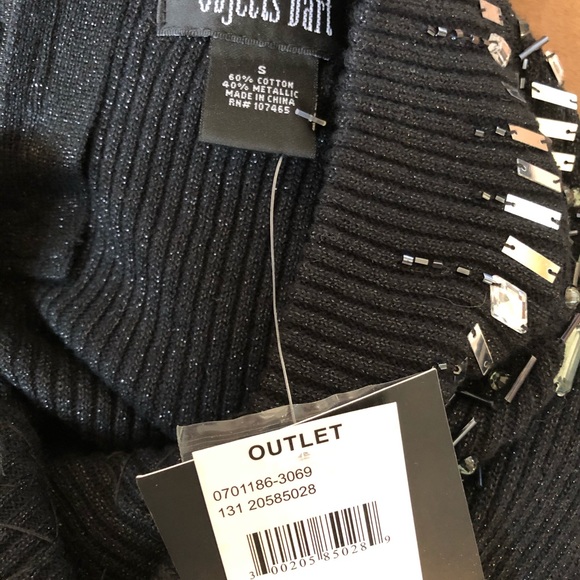 OBJECTS DART’ sz S black knit beaded NWT - Picture 5 of 6